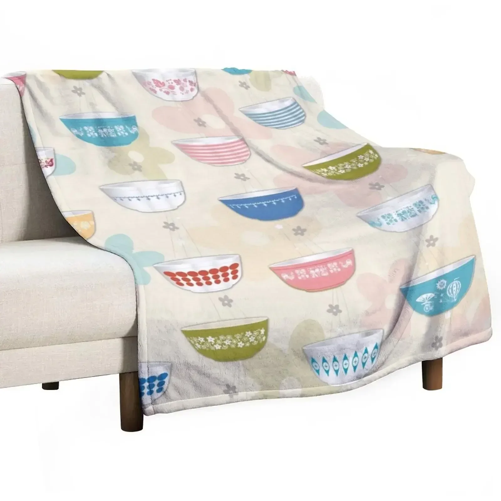 Vintage Collectible Pyrex - Vintage Pyrex Bowls Collection Throw Blanket