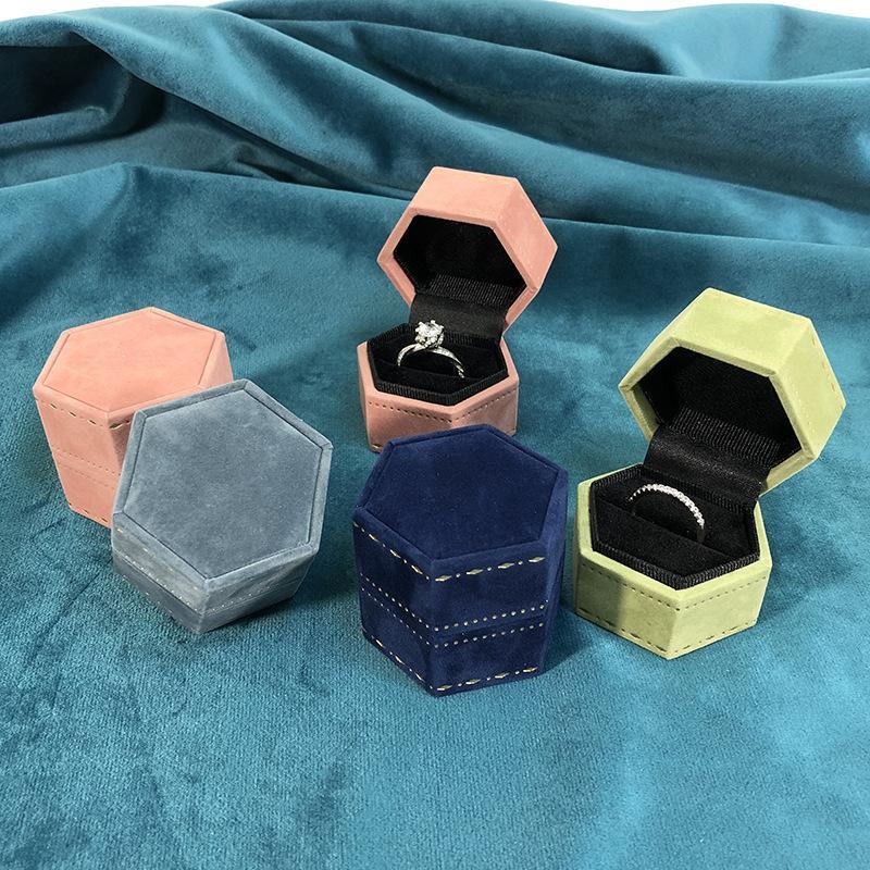 Vintage Item - Vintage Hexagon Jewelry Single Ring Box