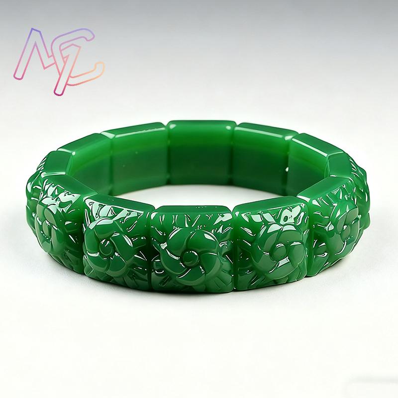 Real Jade Flower Bracelet Bang - Vintage Item 评论和价格