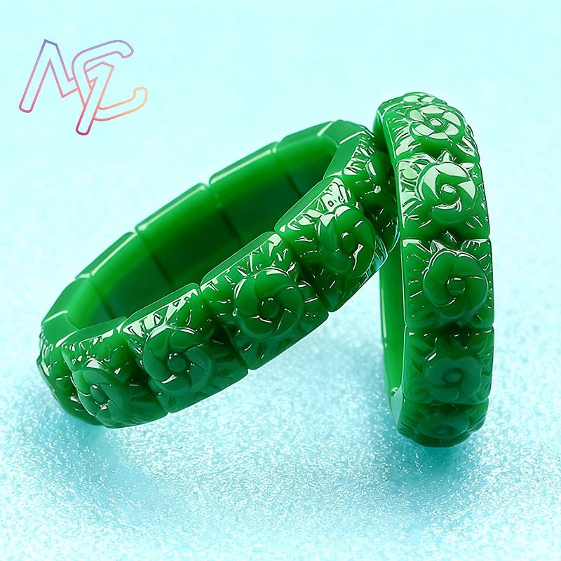 Real Jade Flower Bracelet Bang - Vintage Item 评论和价格