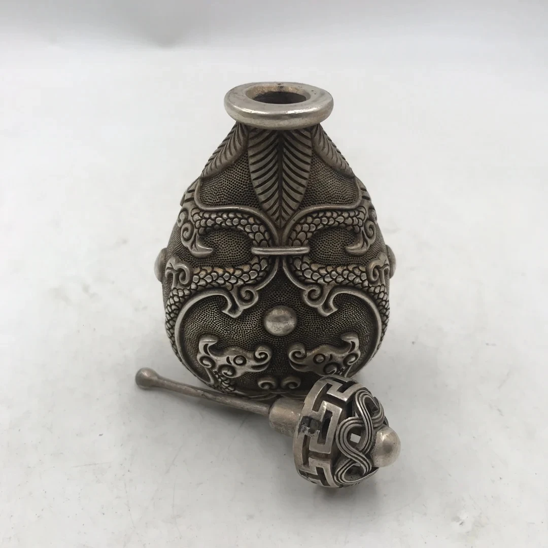 Chinese White Bronze Snuff Bot - Vintage Collectible Bottles 评论和价格